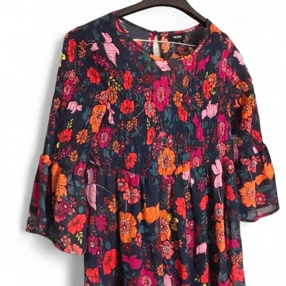 Tacera Floral Maxi Dress in Navy with Pink & Orange Blooms - Picture 6 of 7
